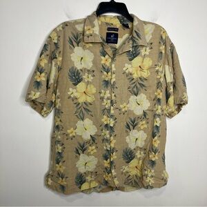 Caribbean Joe 100% washable silk Hawaiian‎ shirt casual button down mens large
